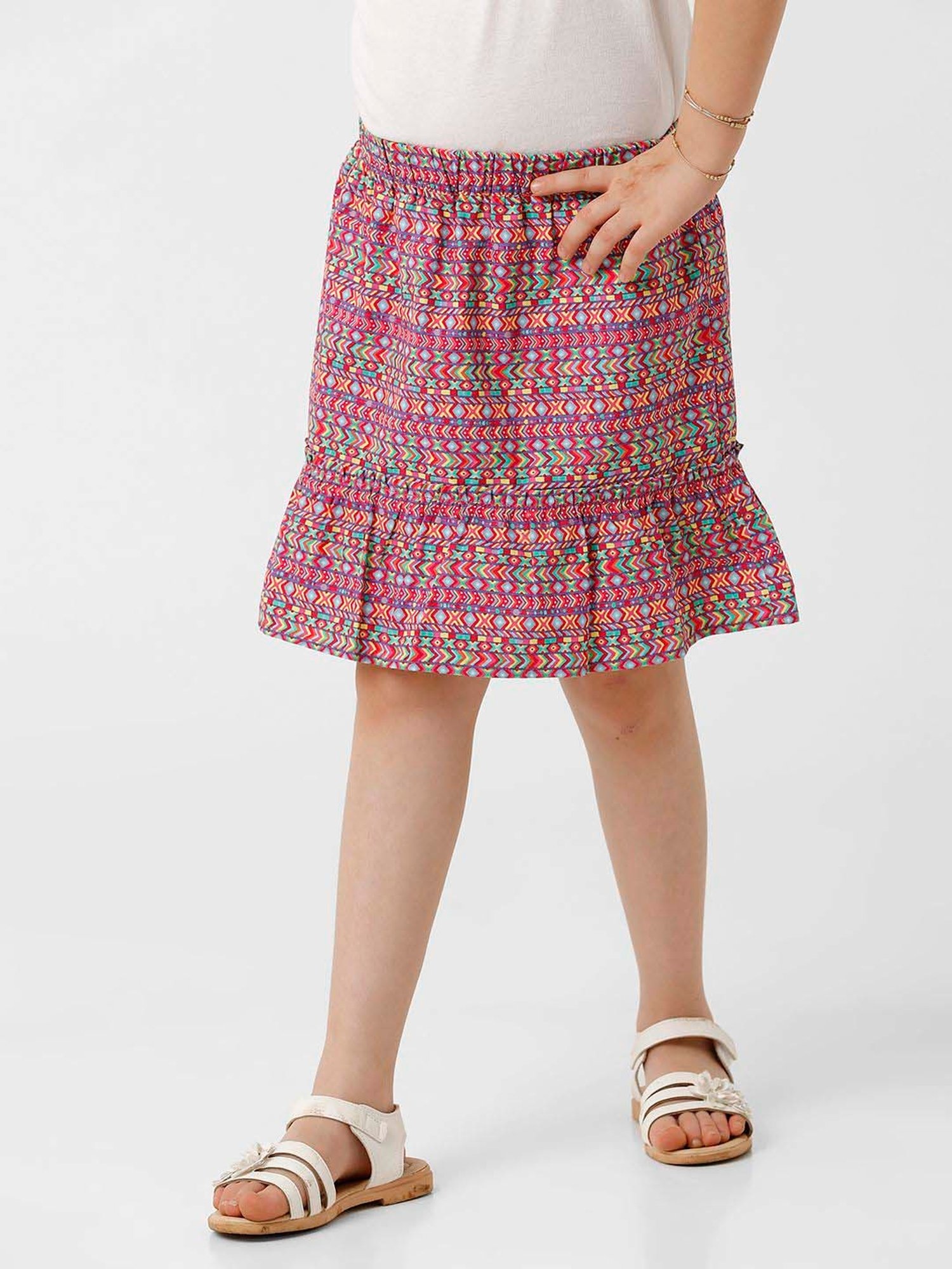 Angel & Rocket Kids Pink Floral Print Skirt