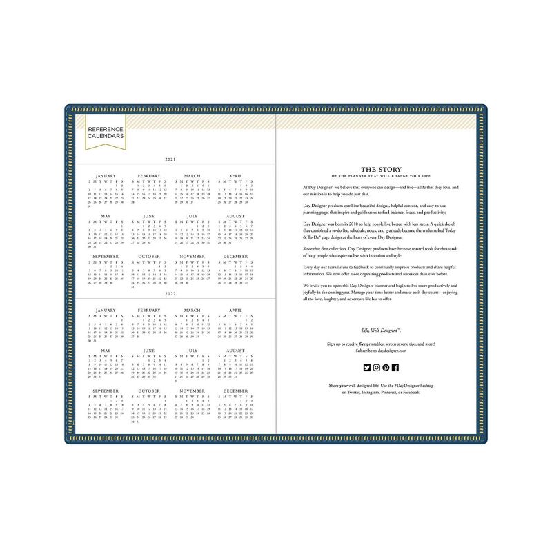 2021 Planner 5" x 8" Faux Leather Weekly/Monthly Bookbound Zip Closure Navy - Day Designer