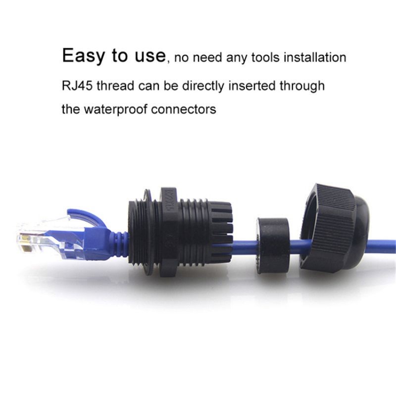 (5 Pack) RJ45 Waterproof Connector IP67 Ethernet Network Cable Connector double head Outdoor Lan Coupler Adapter  Cat5 6 8P8C,Locking Waterproof CAT6 RJ45 Female to Female Lan Ethernet Network coupler