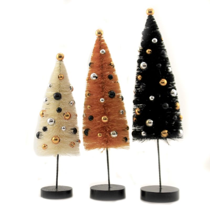 Halloween 11.0" Halloween Confetti Trees Set/3 Bottle Brush Ornament Tree  -  Decorative Figurines