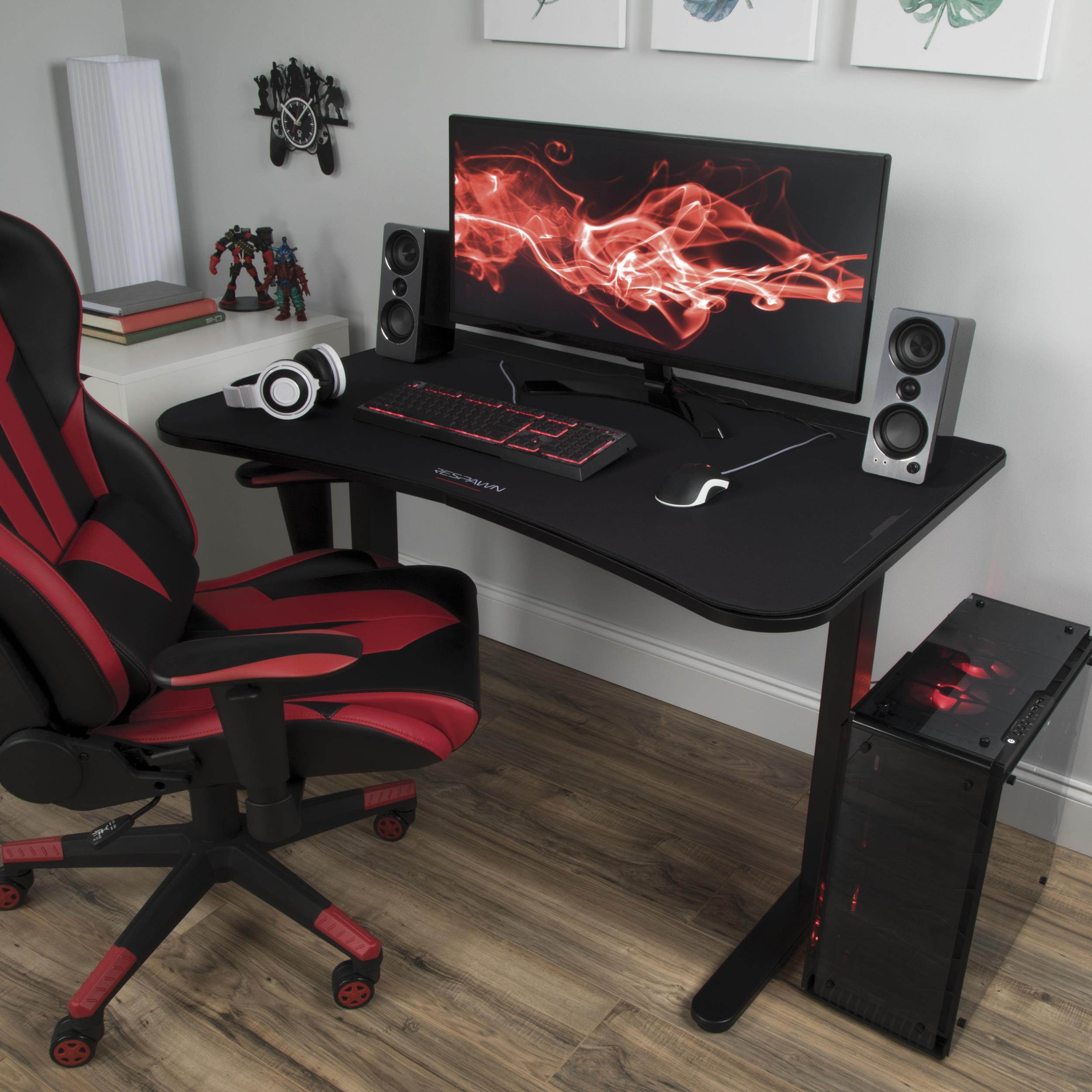 RESPAWN 63" Gaming Table with Gaming Mouse Pad, Gaming Computer Desk, in Black (RSP-1063-BLK)