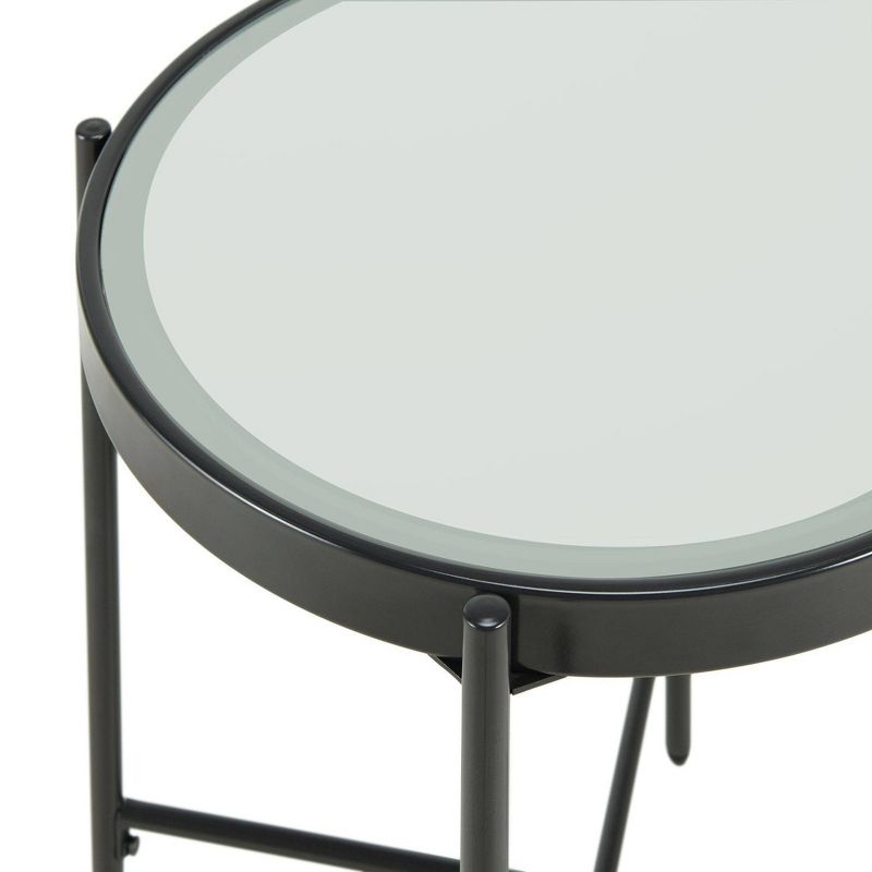 Carlo Round End Table with Glass Top Black - Picket House Furnishings