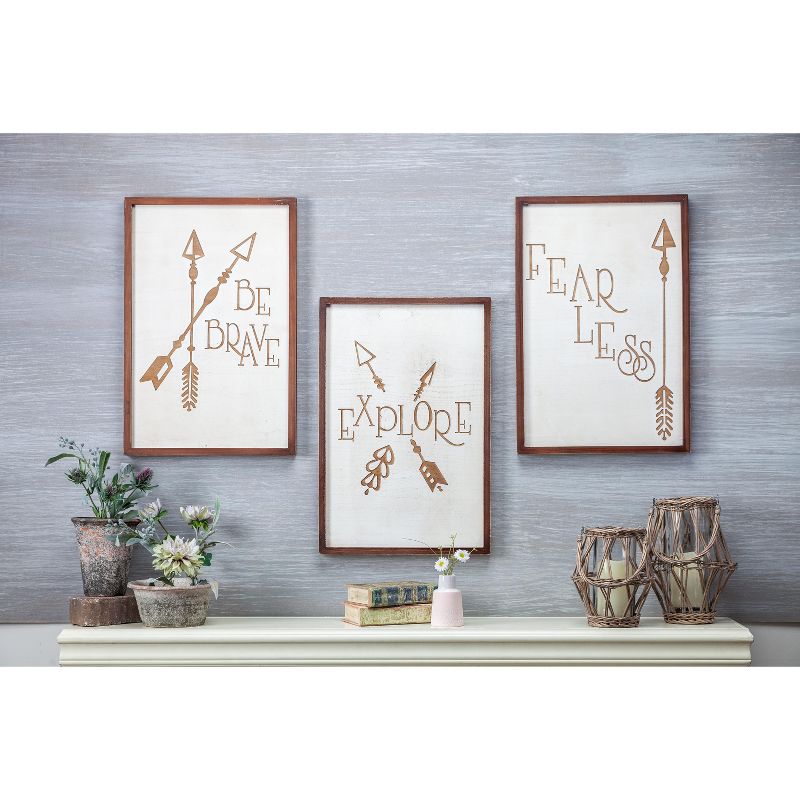 Lone Elm Studios Set of Three Laser Engraved Wooden Inspirational Wall D'ecor