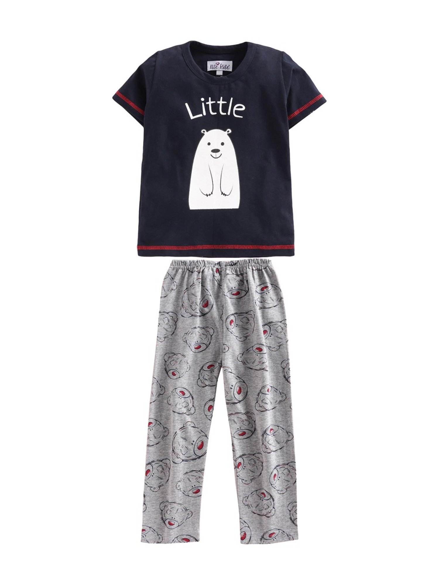 Nite Flite Girls Navy & Grey Little Bear Pyjama Set