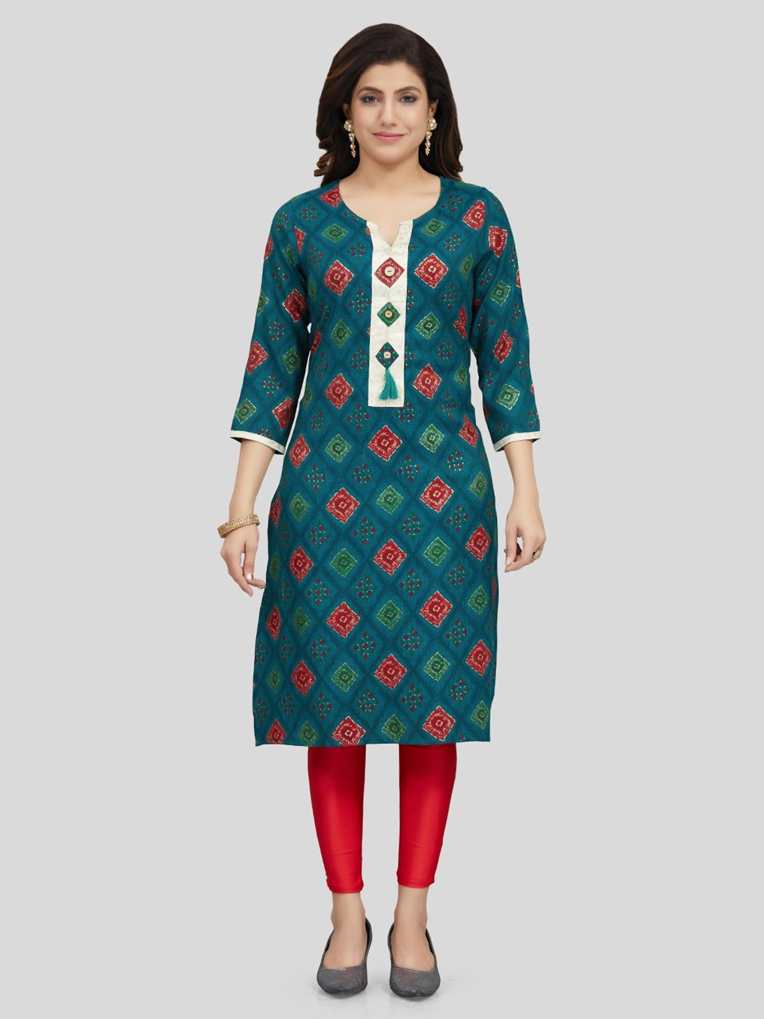 Saree Swarg Green Printed Straight Kurta