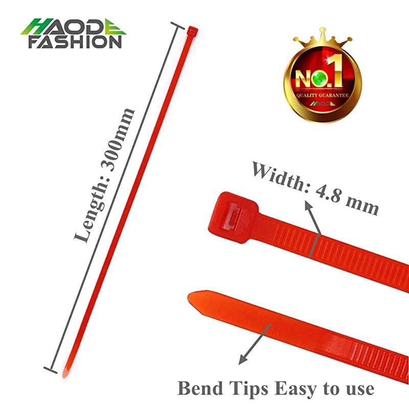 Duty Strong 12 Inch 100 Pieces Red Color Cable Zip Ties Upgrade Durable 50 LBS Festival Decoration Fastening Ties Tools Handheld Easy to Use Electric Cord Management Wire Zip Ties Outdoor