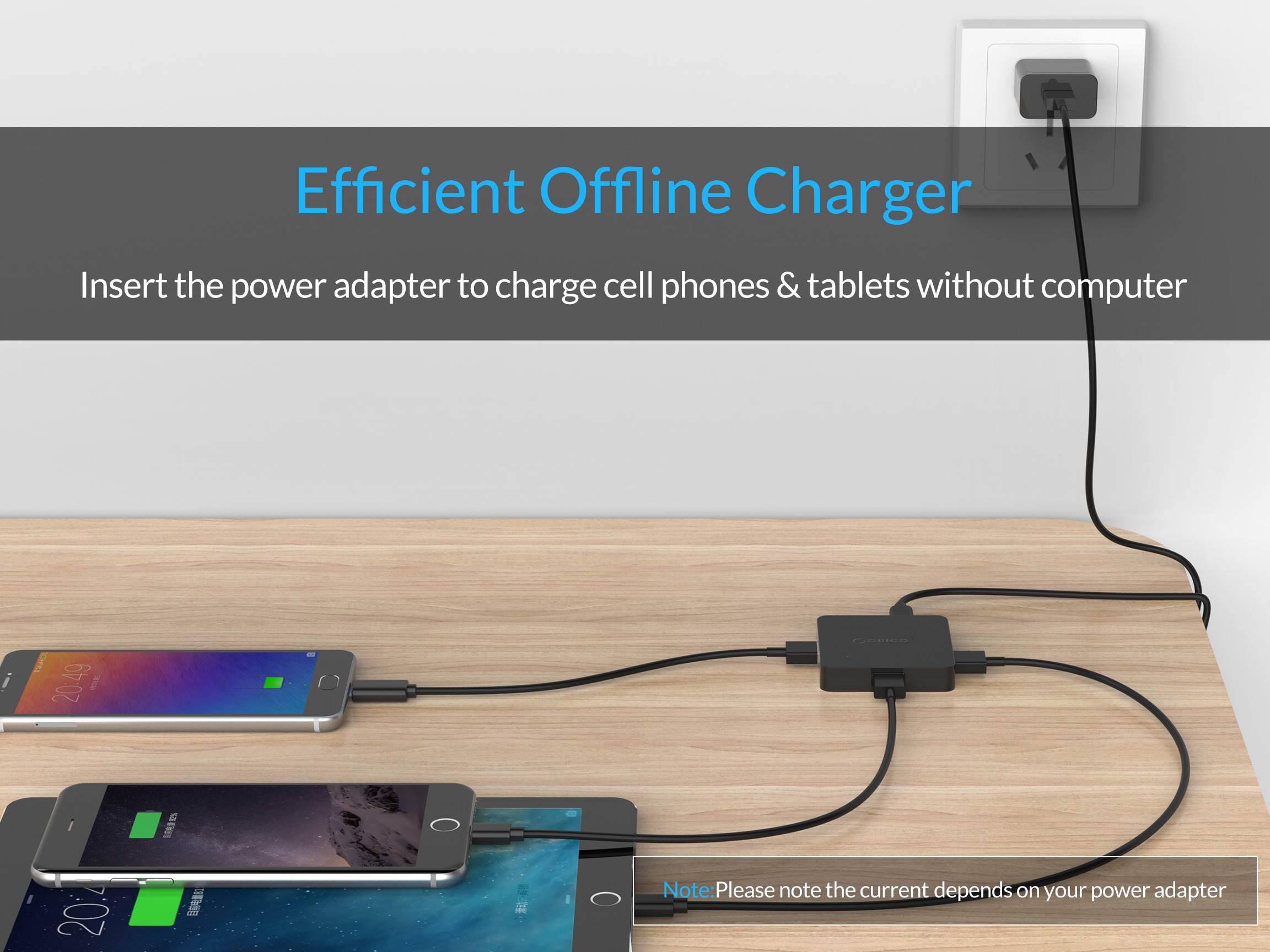 ORICO USB3.0 HUB Super Speed 5Gbps 4 Ports USB 3.0 Splitter Hub Portable OTG HUB with Micro B Power Port for Your Desktop,Laptop,PC,Phones,Tablet -Black  -Black