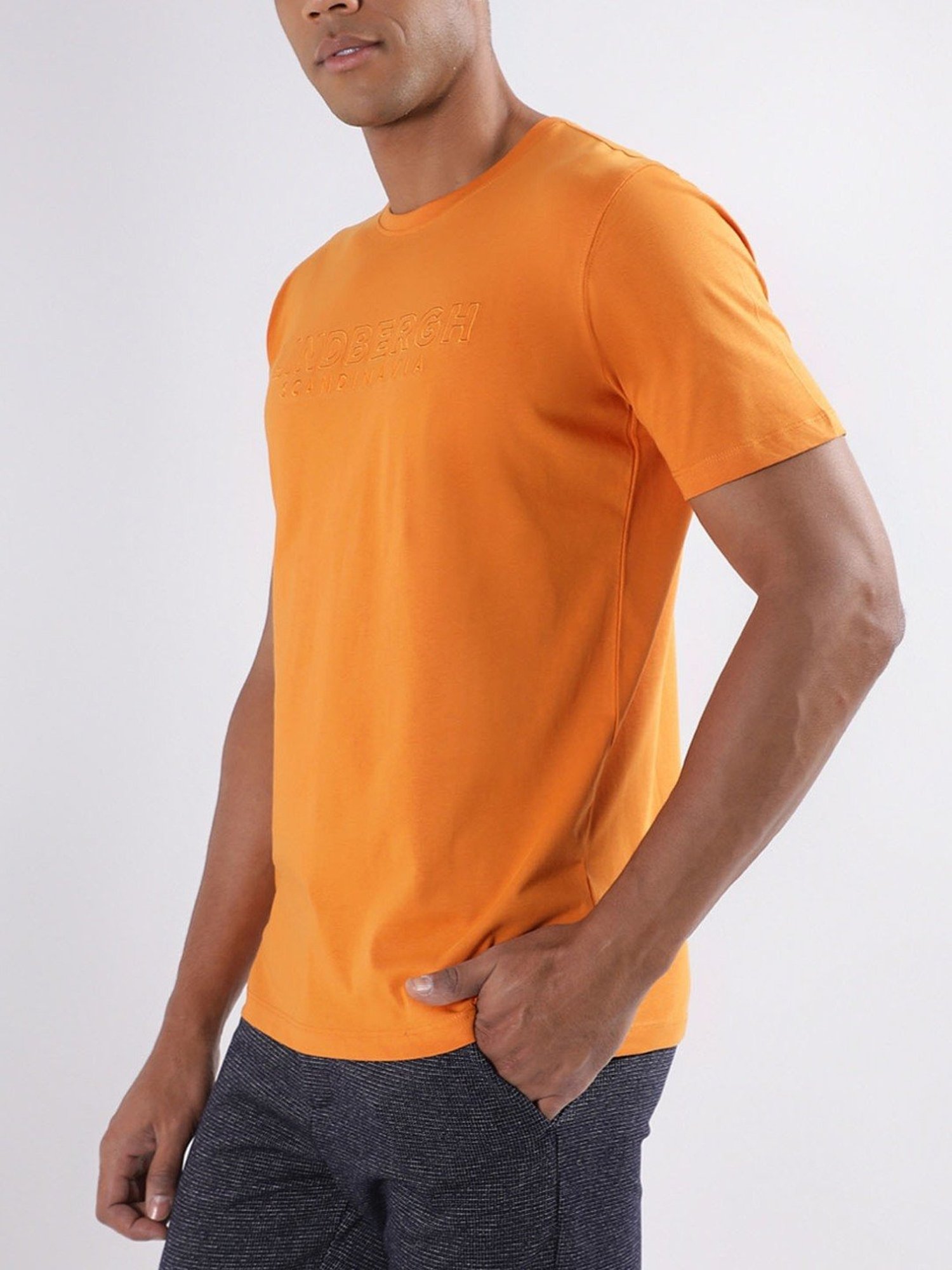 Lindbergh Orange Cotton Regular Fit T-Shirt
