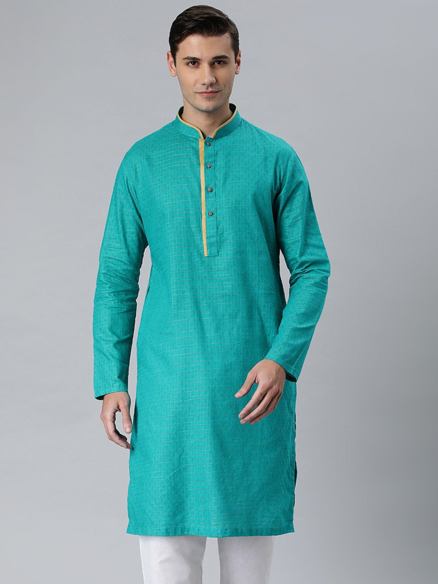 Manthan Turquoise Regular Fit Printed Kurta