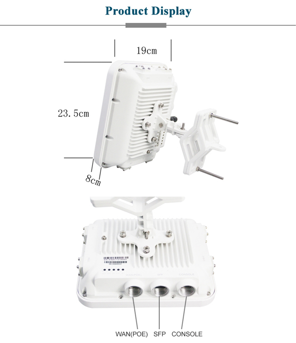KuWFi Wireless Outdoor Access Point AP Router 1200Mbps Gigabit 802.11AC Dual Band WiFi with 4*8 dBi Antenna WiFi Cover Base Station High Power WiFi Coverage Support 48V PoE Power