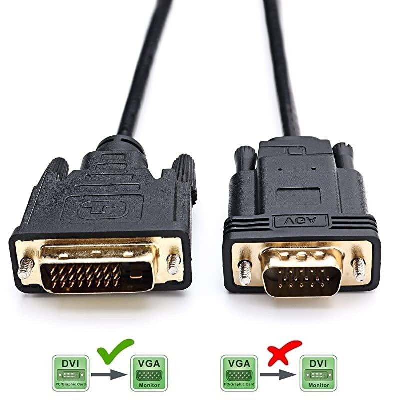 DVI to VGA DVI 24+1 DVID M to VGA Male with Chip Active Adapter Converter Cable for PC DVD Monitor HDTV 2M Black