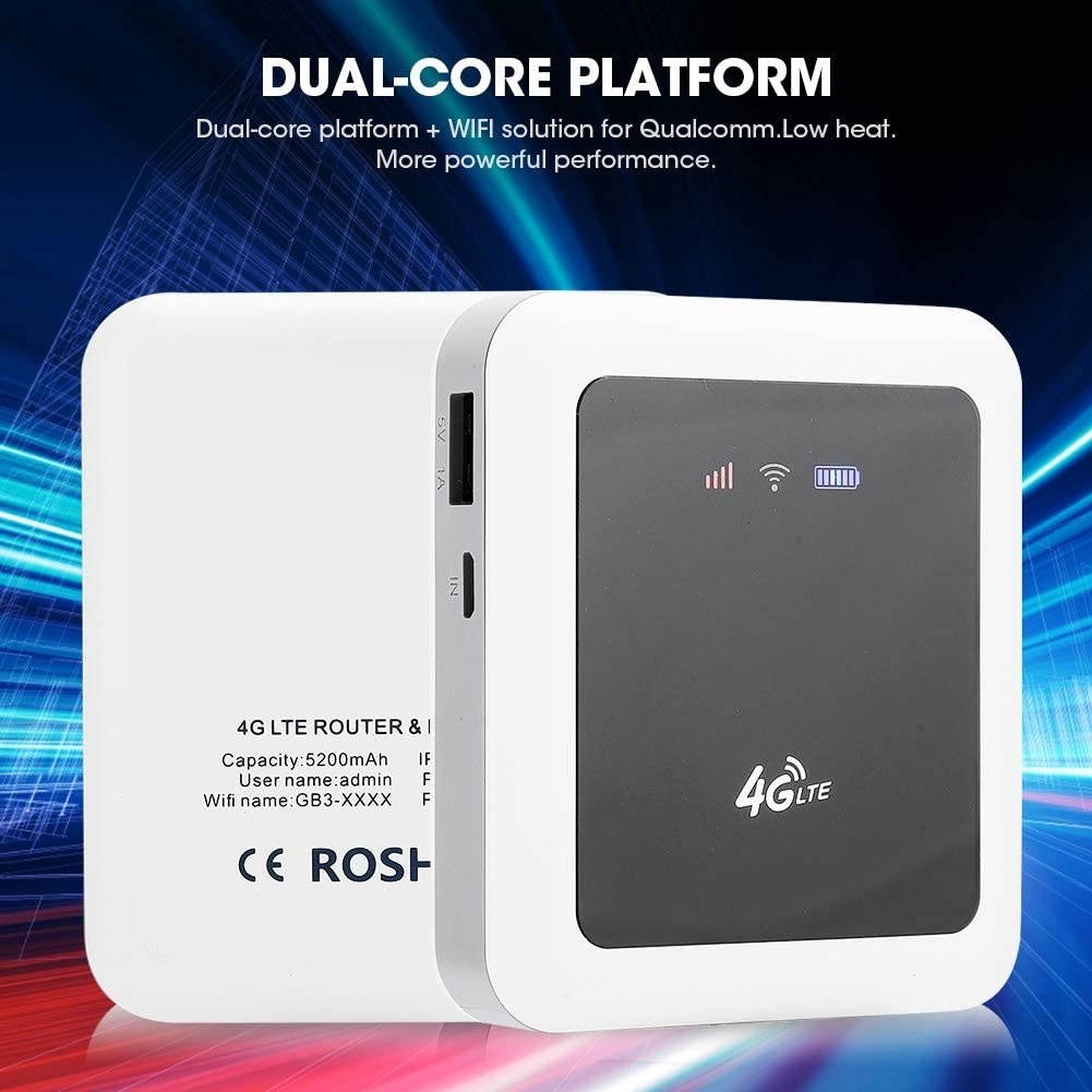 Dpofirs Wireless WiFi RouterMini Portable RouterUniversal Non-SIM-Card White International 4G/3GTravel Routerfor Tablet Phone Laptop Photo Backup/Data Transfer5200mAh Battery