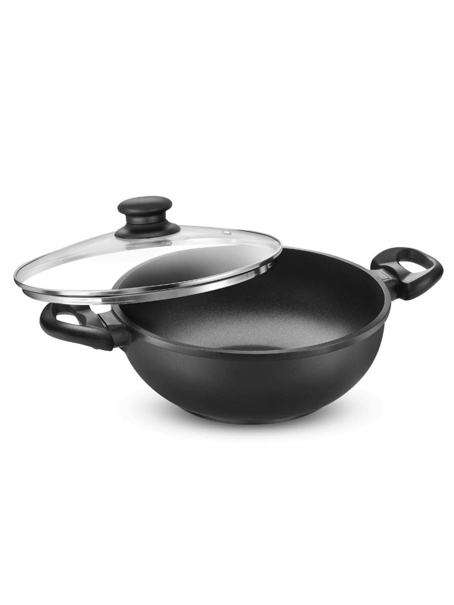 Prestige Omega Die Cast Black Aluminium 24 cm Kadhai with Lid