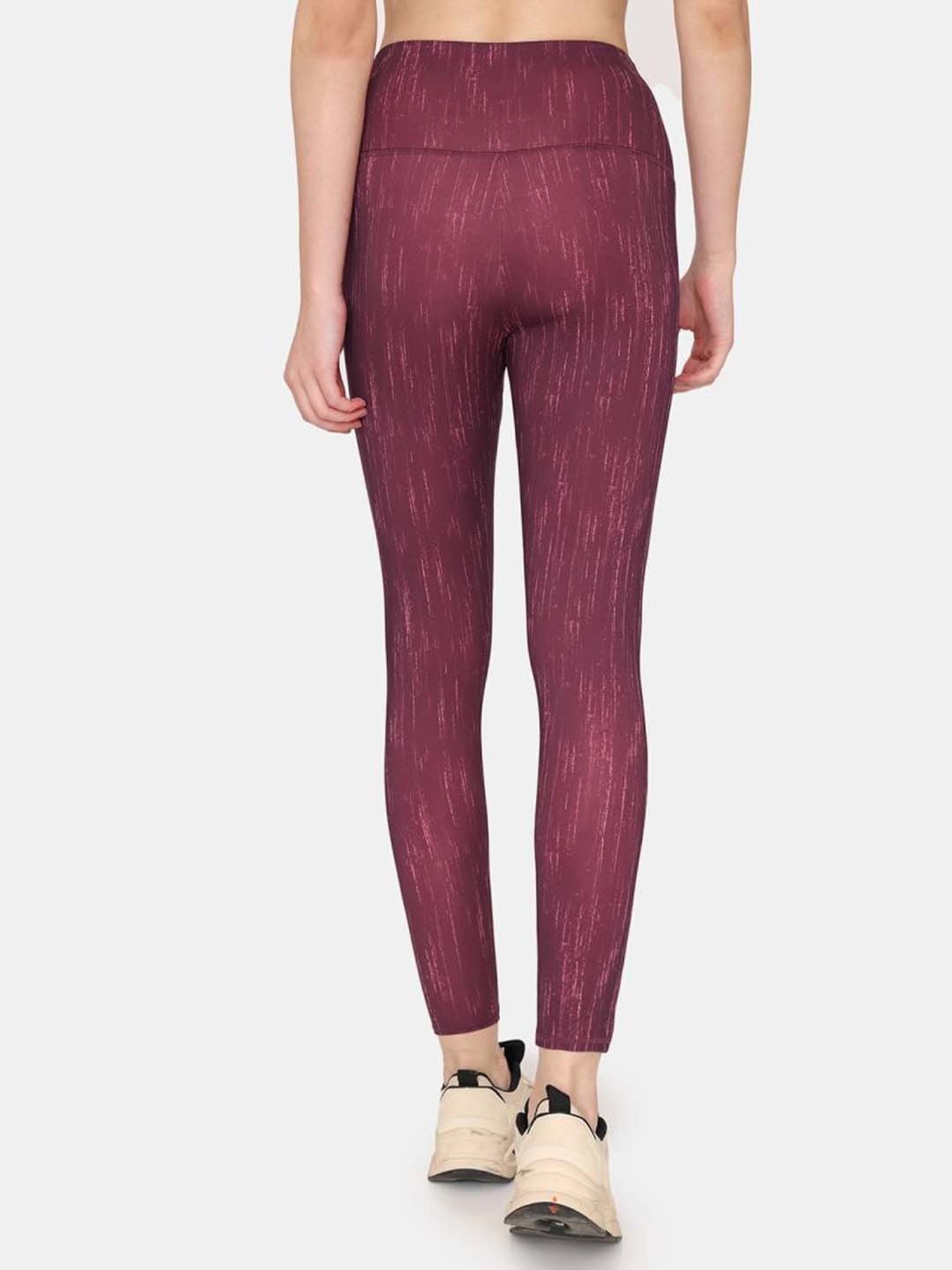 Zelocity by Zivame Purple Printed Mid Rise Tights