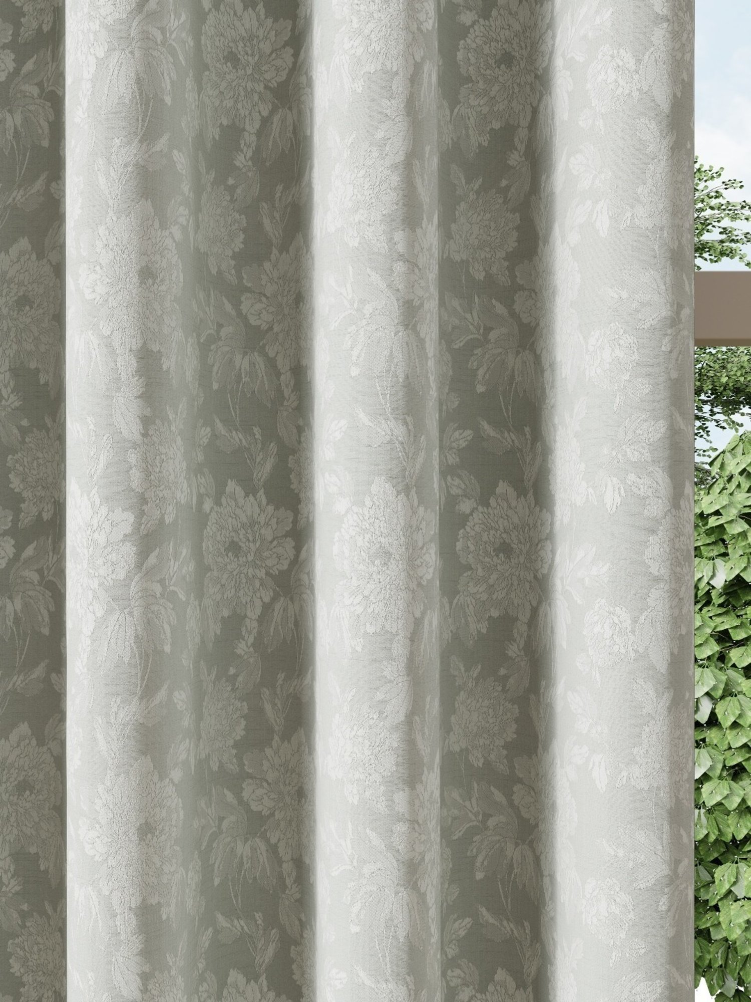 DDecor Grey Floral Polyester 9 ft Long Door Curtain