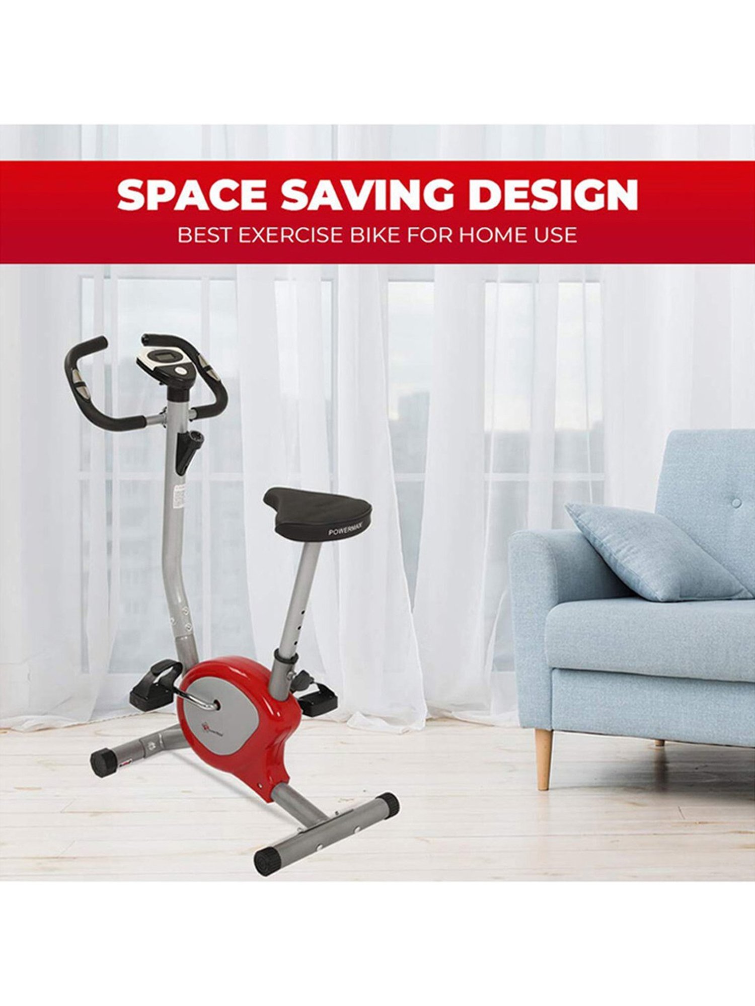 PowerMax Fitness BU-200-NX121 Upright Bike (Grey)