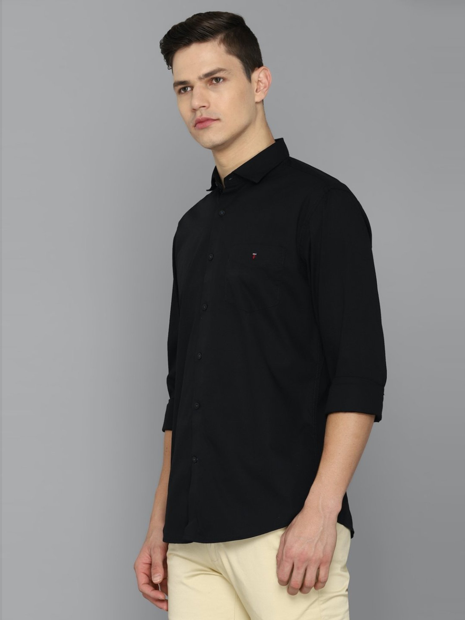 Louis Philippe Sport Black Cotton Slim Fit Shirt