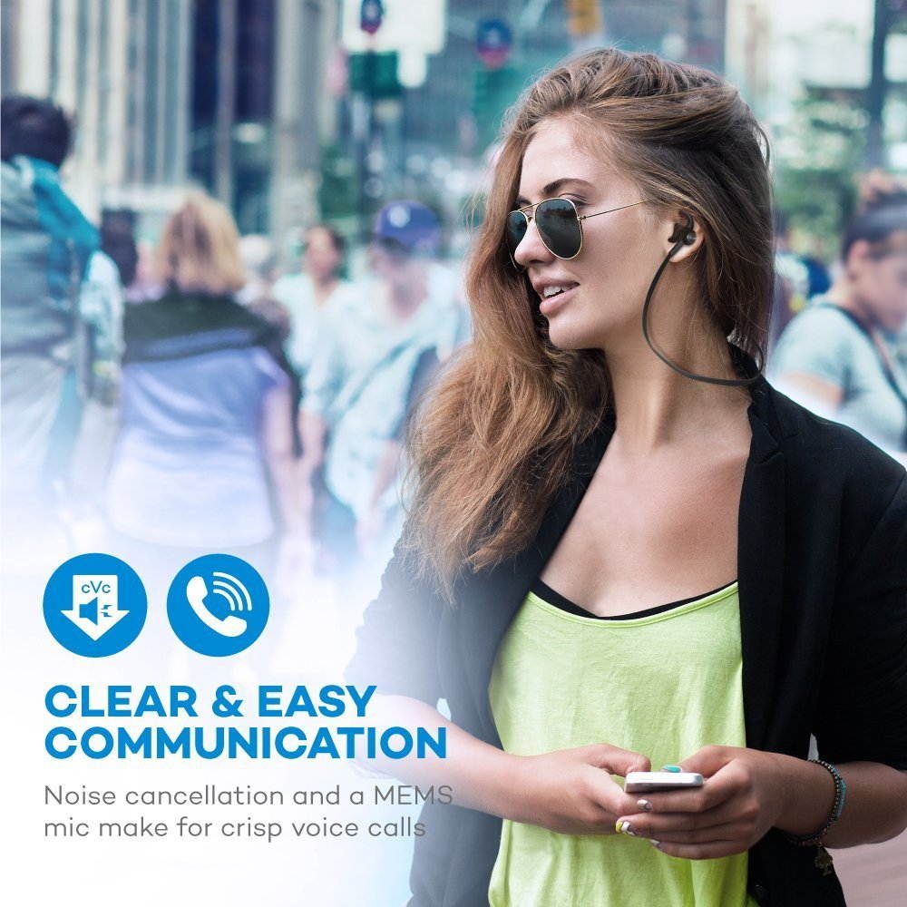 Bluetooth Headphones TaoTronics Wireless Earbuds Sports Earphones 9 Hours 4.2 Magnetic Lightweight & Fast Pairing (Vcc 6.0 Noise Cancelling Mic, Snug Silicon Earbuds, Magnetic Design)