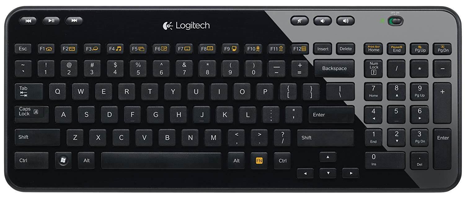 Logitech K360 Wireless USB Desktop Keyboard &mdash; Compact Full Keyboard, 3-Year Battery Life (Glossy Black)