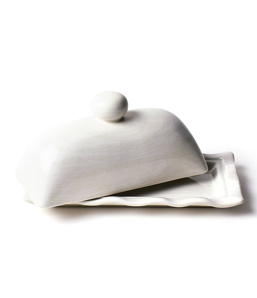 Coton Colors Signature White Ruffle Domed Butter Dish