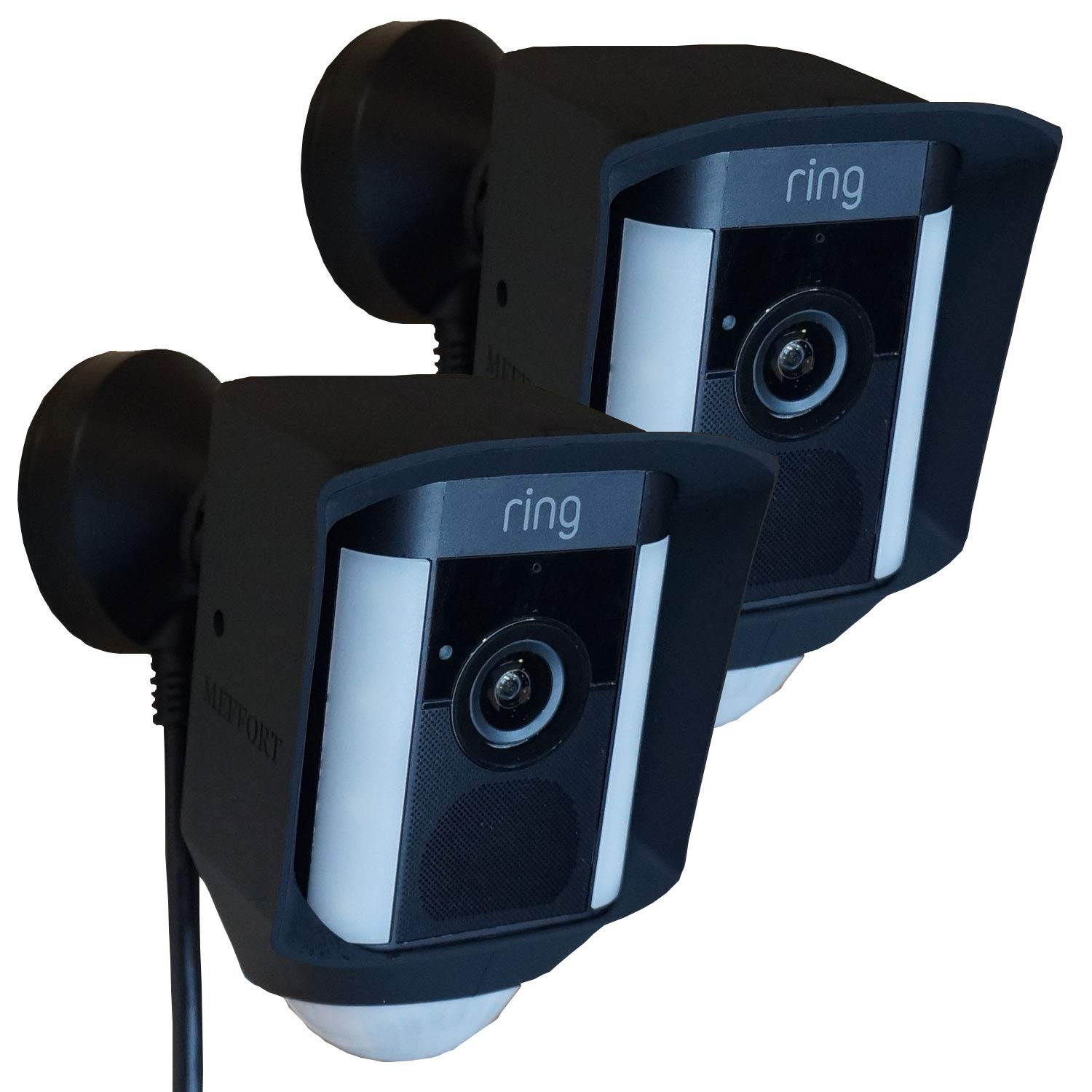 Silicone Skin Case Cover for Ring Spotlight Camera Wired -Sun Glare, UV & Weather Protection Skins Cover (2 Pack, Black)