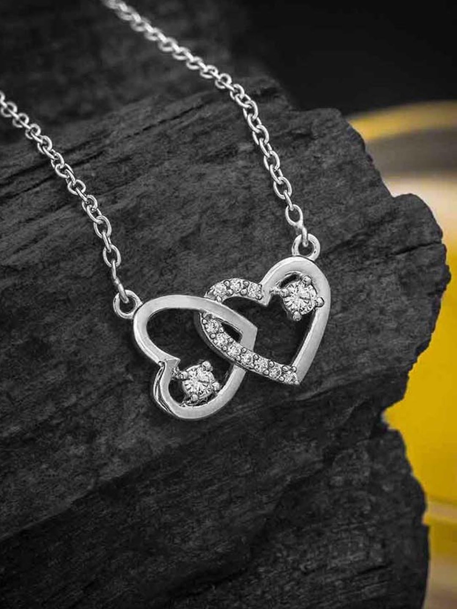 Anayra 92.5 Sterling Silver Heart Pendant with Chain for Women
