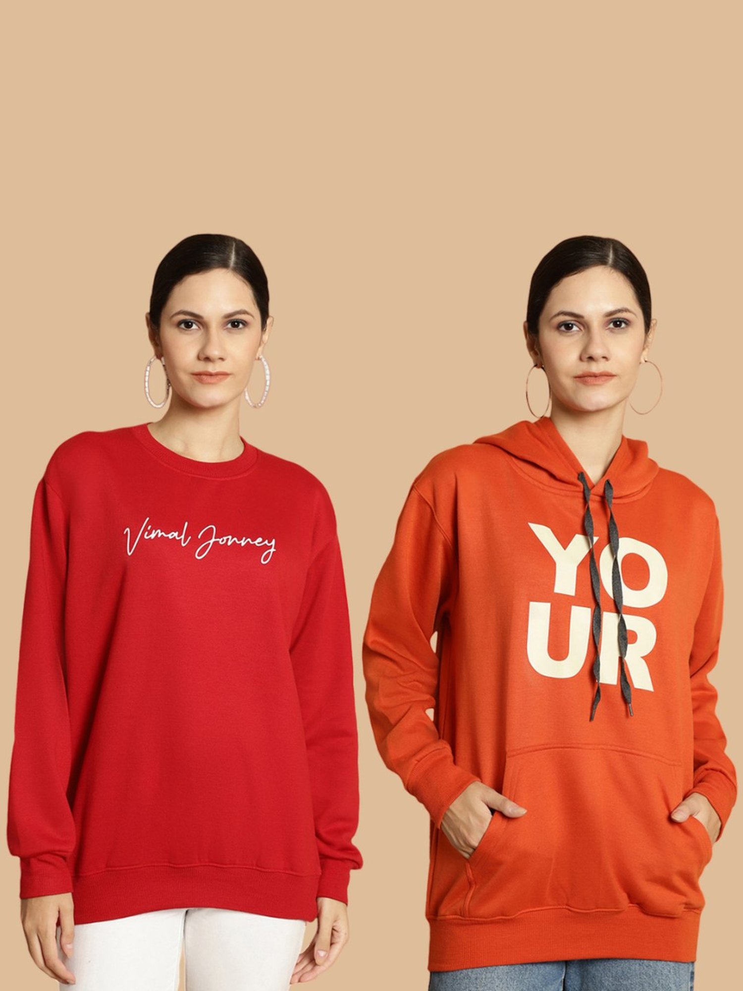 Vimal Jonney Maroon & Rust Printed Sweatshirt - Pack Of 2