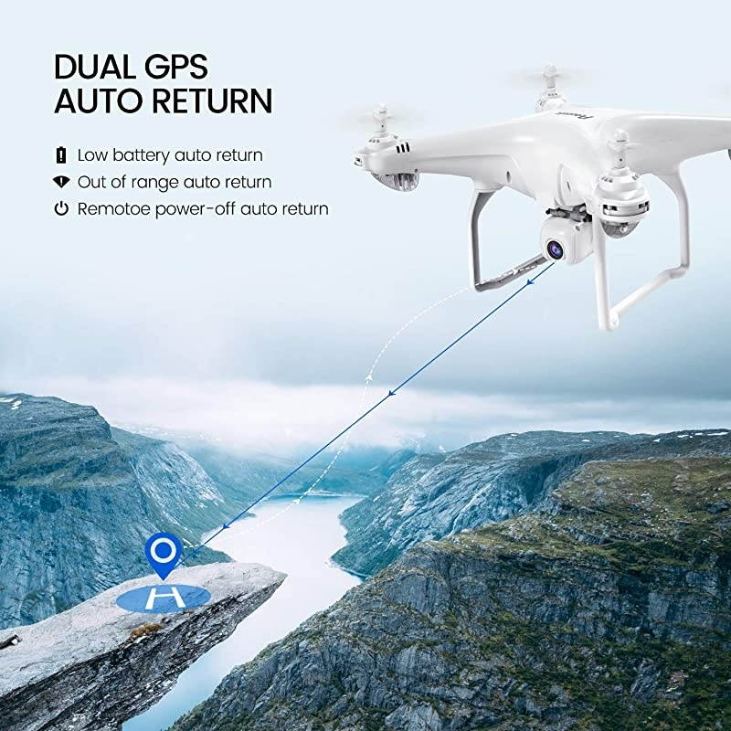 D58 GPS Drone with Camera for Adults 2K FHD, 5G WiFi Live Transmission, FPV RC Quadcotper for Beginner/Expert, Auto Return, 120 Angle Adjustable 90&deg; Lens, 18mins Flight Time, Follow Me