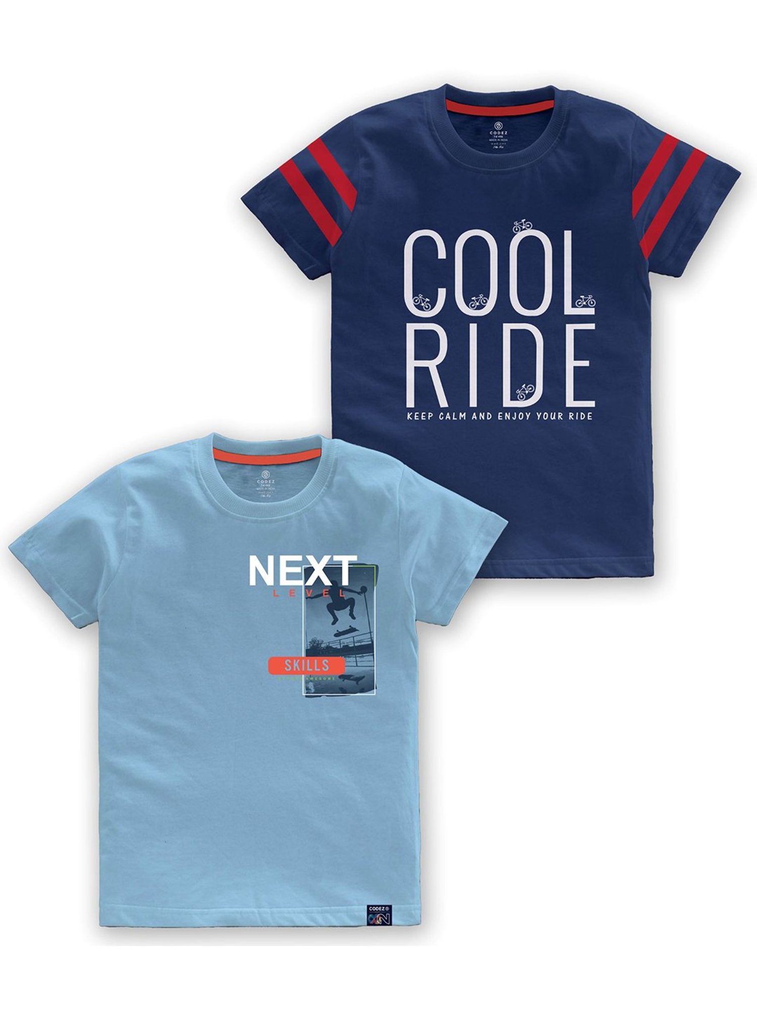 Codez Kids Blue Printed T-Shirt (Pack Of 2)