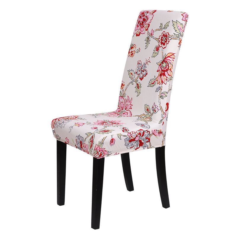 1 Pc Polyester Spandex Floral Print Fit Home Dining Chair Slipcovers Multicolored  - PiccoCasa