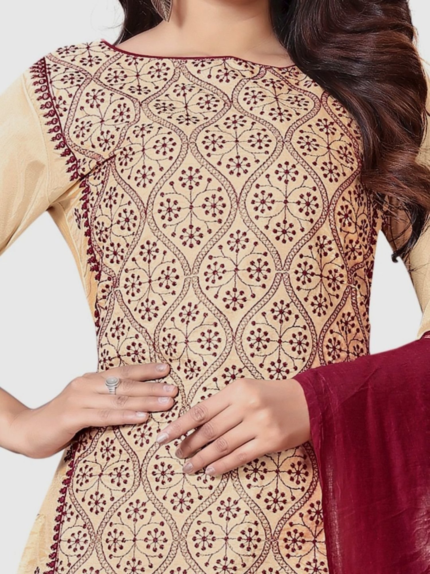 Salwar Studio Red Embroidered Blouse