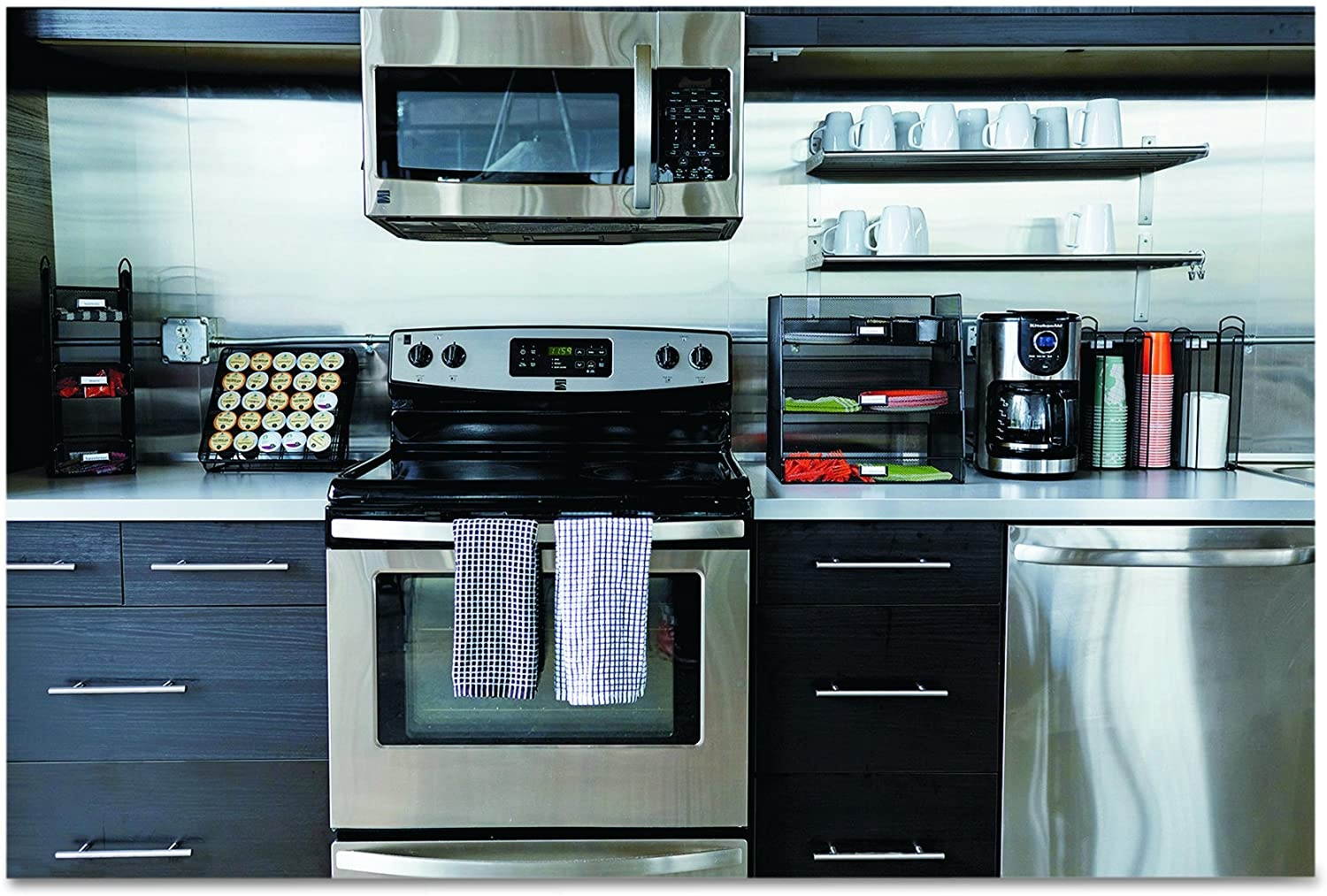 Safco Onyx Mesh Cup and Lid Holder, Black-BL