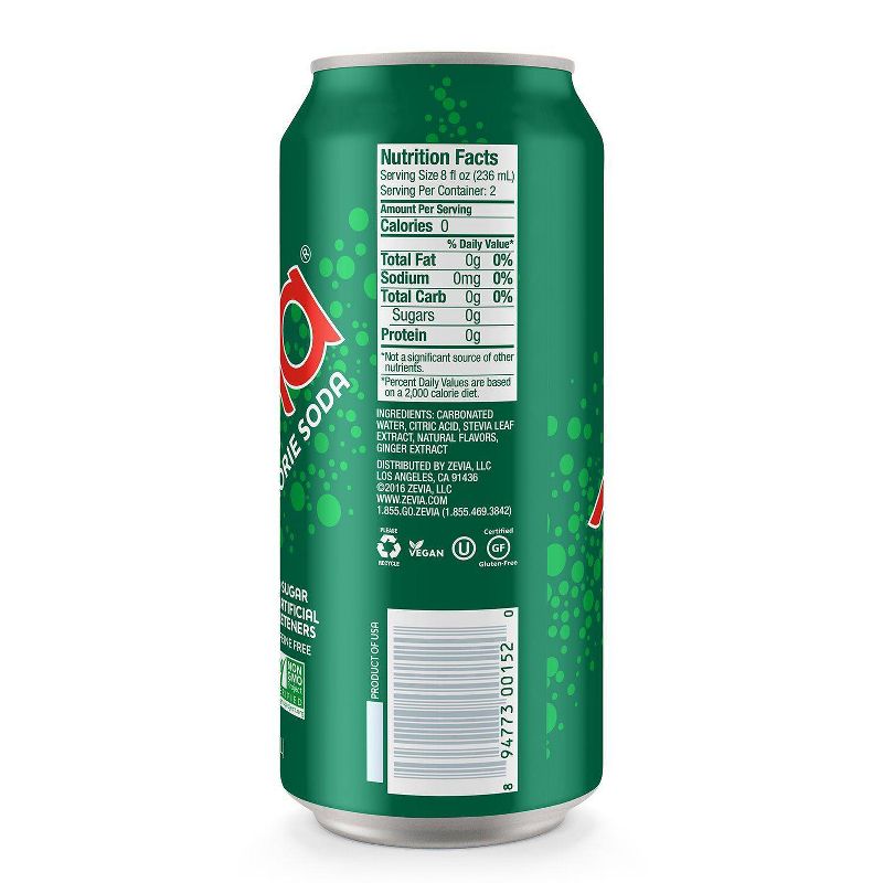 Zevia Ginger Ale Zero Calorie Soda - 16 fl oz Can