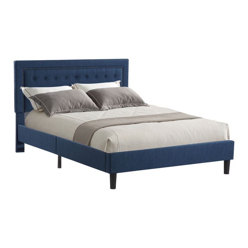 Karly Tufted Upholstered Platform Bed Full Navy - Abbyson Living