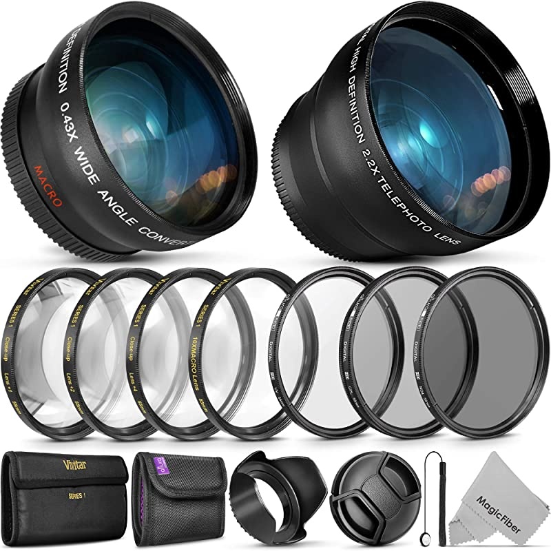 Vivitar Essential Lens Filter Accessory Kit for Nikon AFP DX 18and Select Sony Lenses Bundle with Wide Angle Telephoto Lenses Filters Kit Macro Set Lens Hood Cap