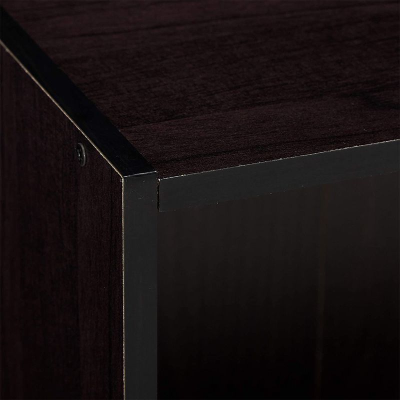 Furinno Basic Simple Sleek Wooden 3 Tier Open Bookcase Display Storage Shelf for Home Rooms and Office Organization, Dark Walnut