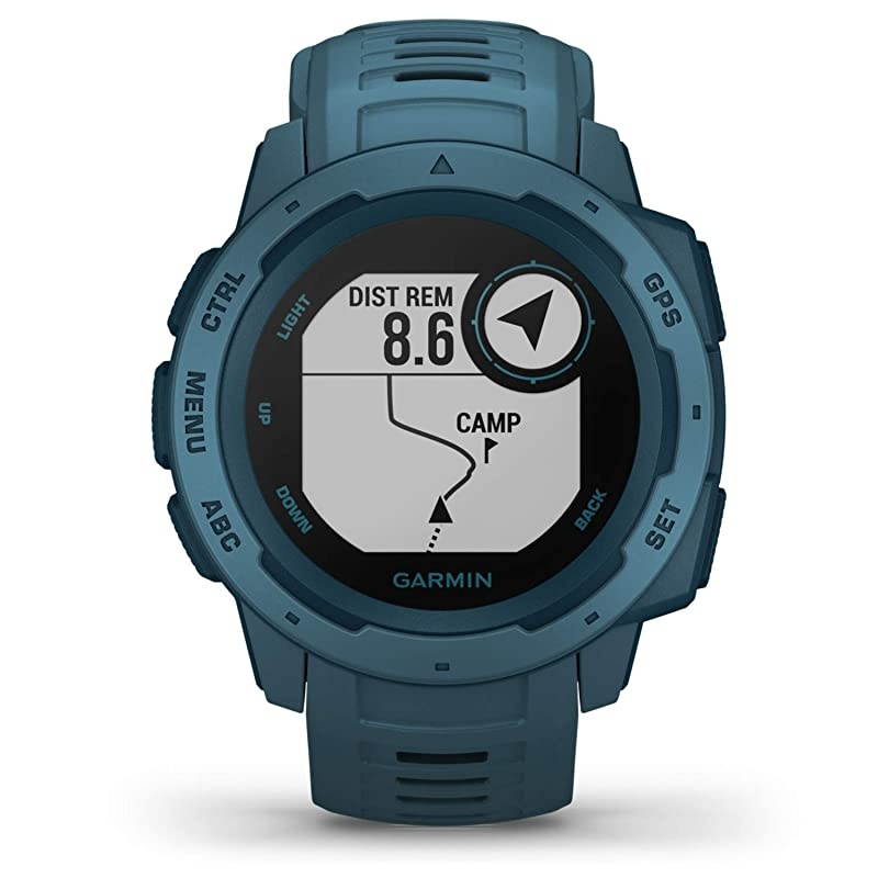 Instinct, Rugged Outdoor Watch with GPS, Features Glonass and Galileo, Heart Rate Monitoring and 3-Axis Compass, Lakeside Blue