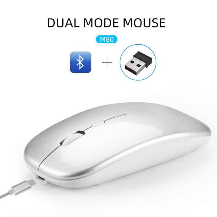 Rechargeable wireless mouse mute 2.4G office mouse with 500 mAh built-in battery