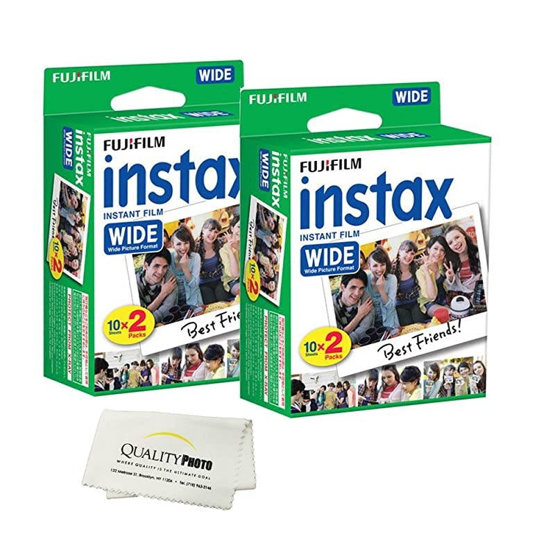 instax Wide Instant Film for  instax Wide 300 200 and 210 cameras w Microfiber Cloth by Quality Photo 40 Exposures