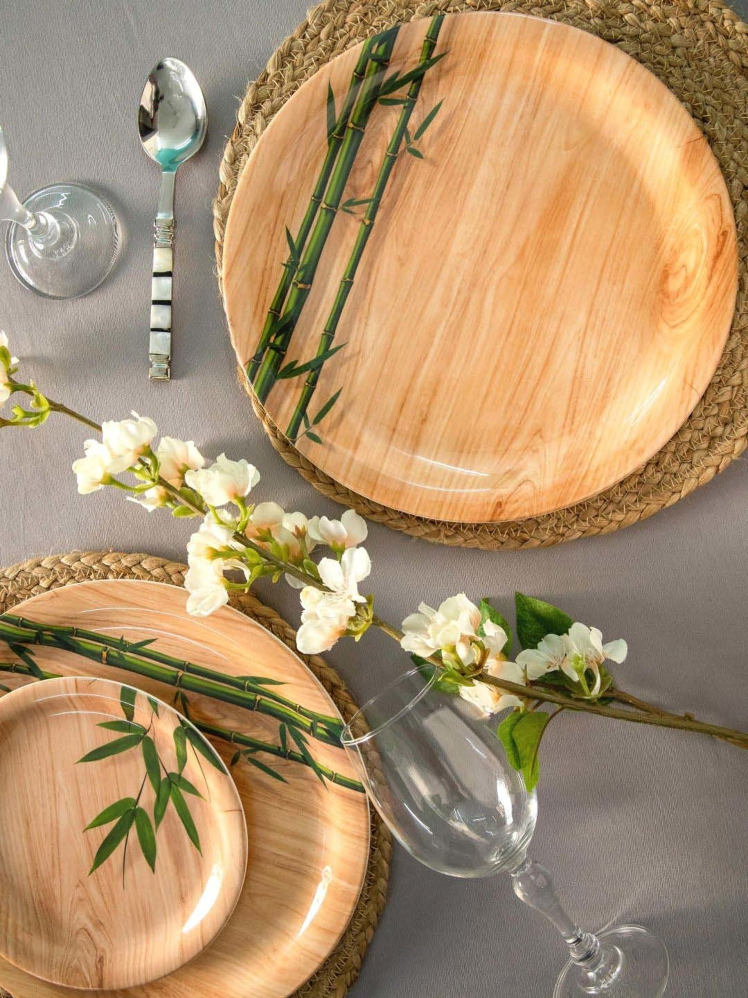 Servewell Bamboo Delite Melamine 28 cm Dinner Plates - Set of 6
