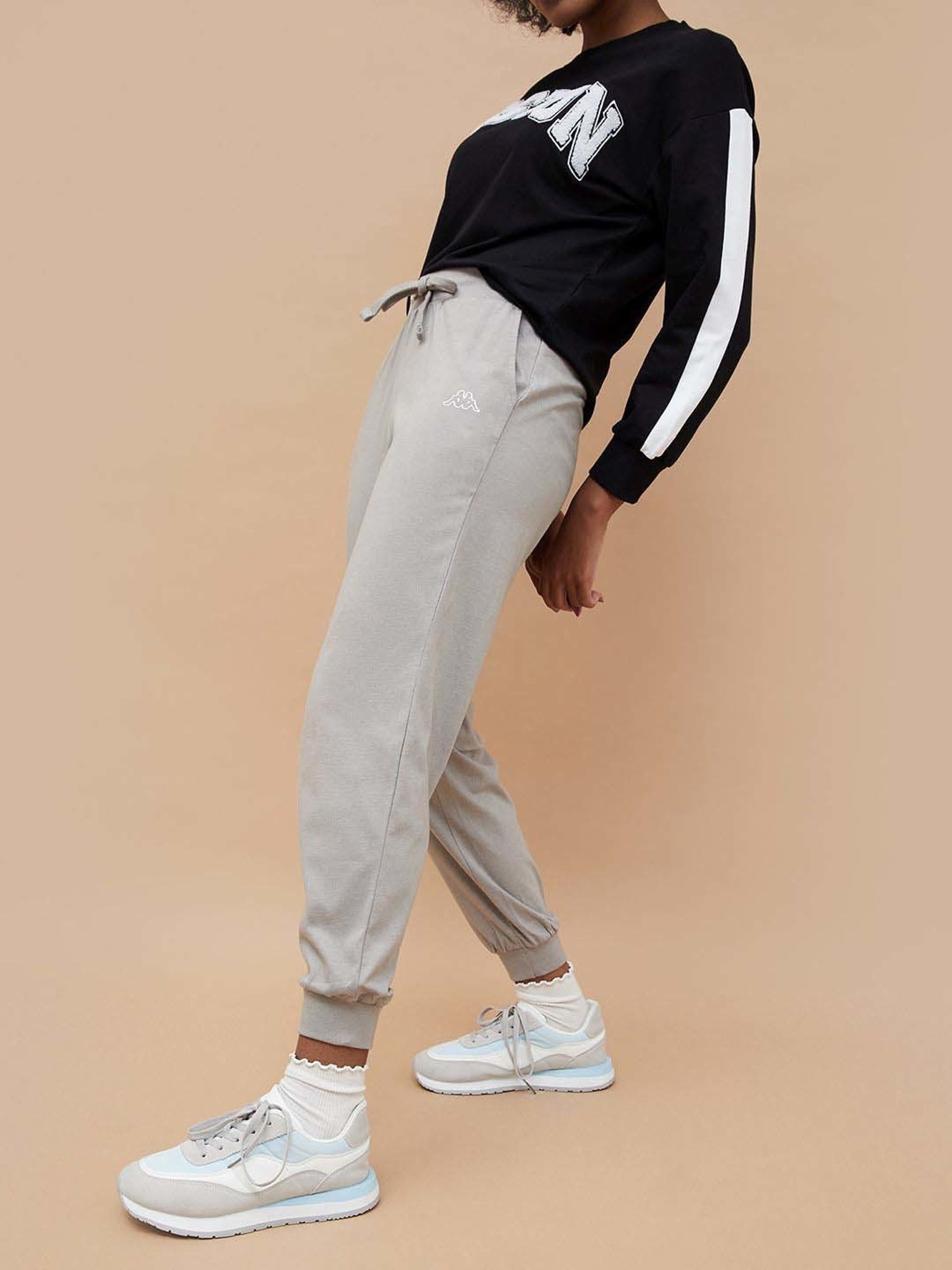 KAPPA Grey Cotton Mid Rise Sports Joggers