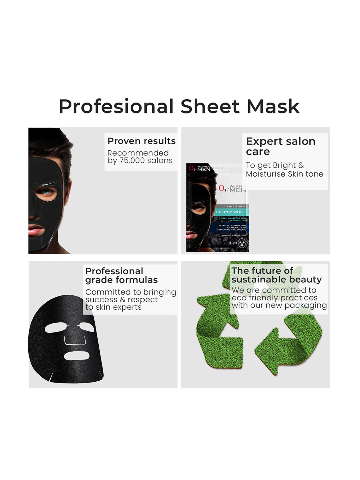 O3+ Alpha Men Energy White Charcoal Face Sheet Mask