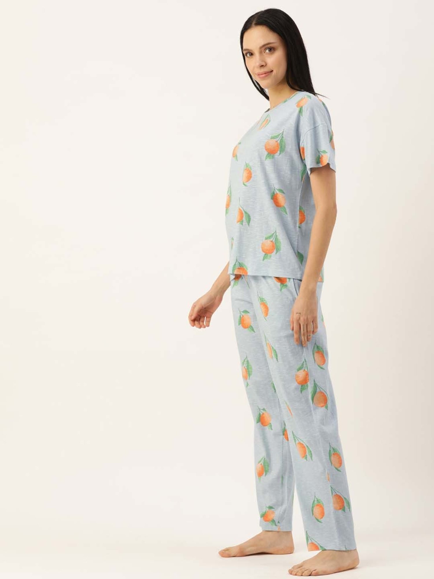 Clt.s Blue Cotton Printed T-Shirt Pyjama Set