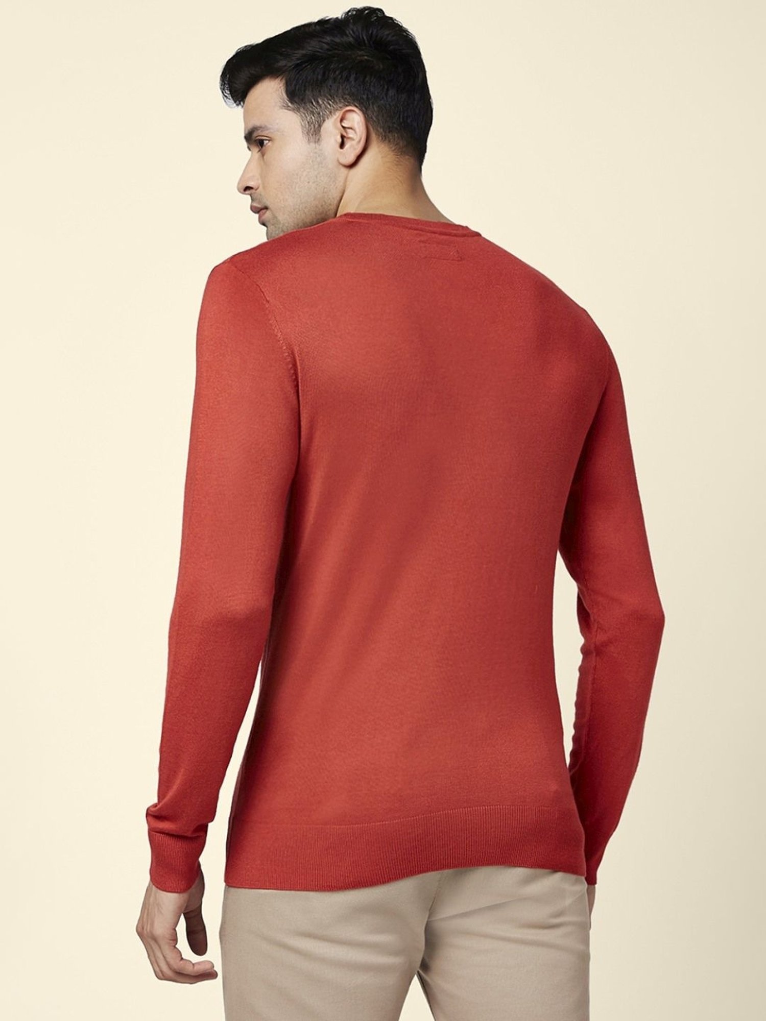 Byford By Pantaloons Coral Red Regular Fit Sweaters