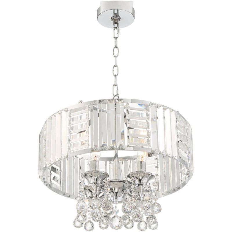 Vienna Full Spectrum Chrome Small Pendant Light Fixture 18" Wide Modern Contemporary Crystal Drum for Dining Room Kitchen Bedroom