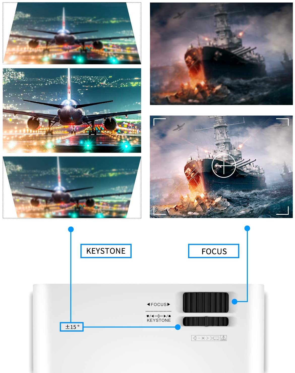 Projector, GooDee WiFi Mini Projector with Projector Screen, Synchronize Wireless Video Projector LED 1080p Full HD, Portable Home Movie Projector Compatible with TV Stick/DVD/USB, iOS/Android Phone