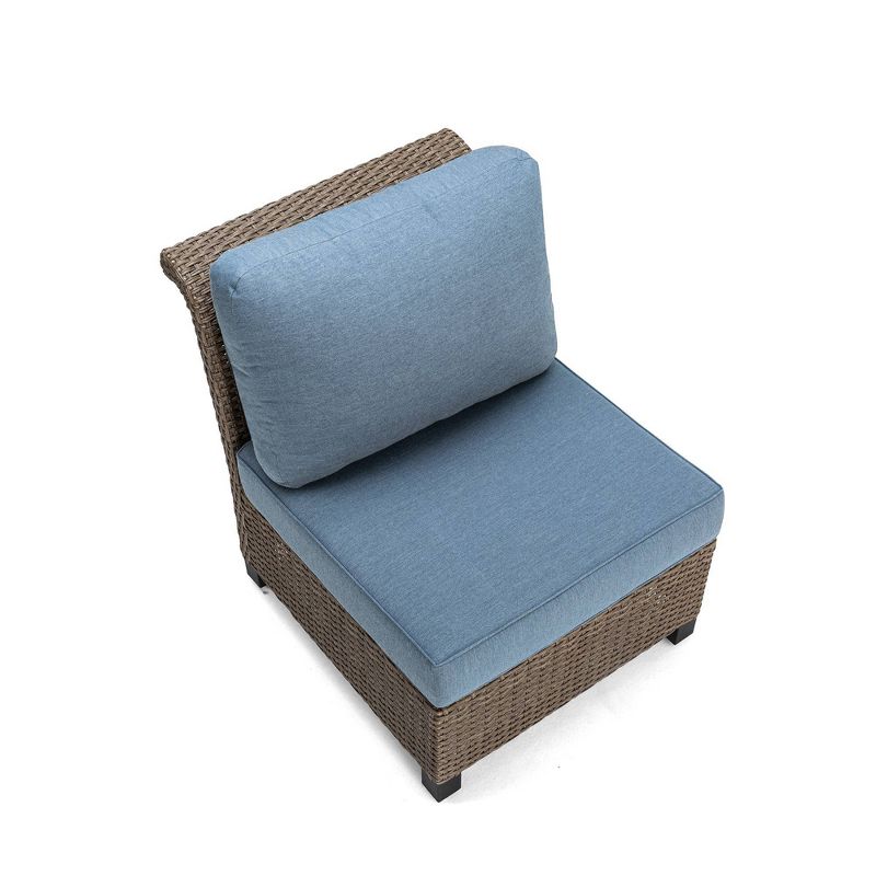 Nolin Armless Center Weathered Brown Frame Sunbrella Spectrum Denim Fabric - La-Z-Boy