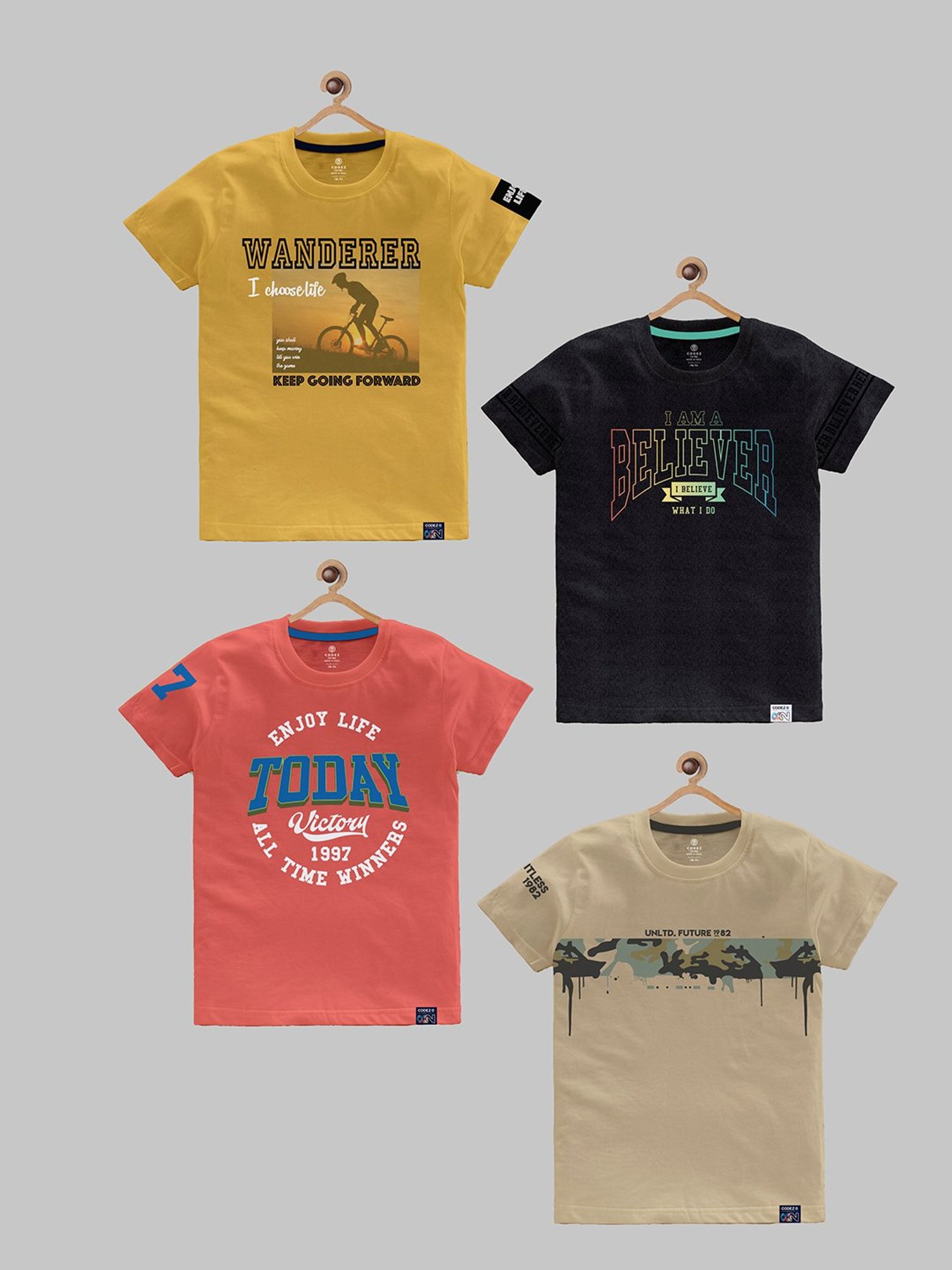 Codez Kids Multicolor Printed T-Shirt (Pack Of 4)