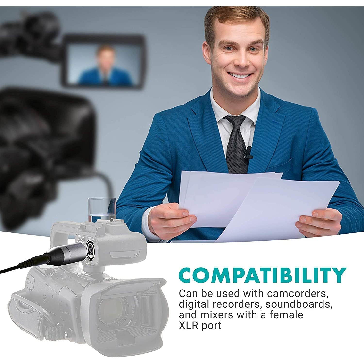 Movo 3.5mm to XLR Microphone Adapter - 3.5mm Female TRS to XLR Male Connector for Camcorders, Recorders, Mixers