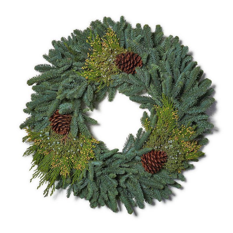 Live Fresh Cut Pacific Northwest Mixed Wreath 20" Pine Cone Decorated - Van Zyverden